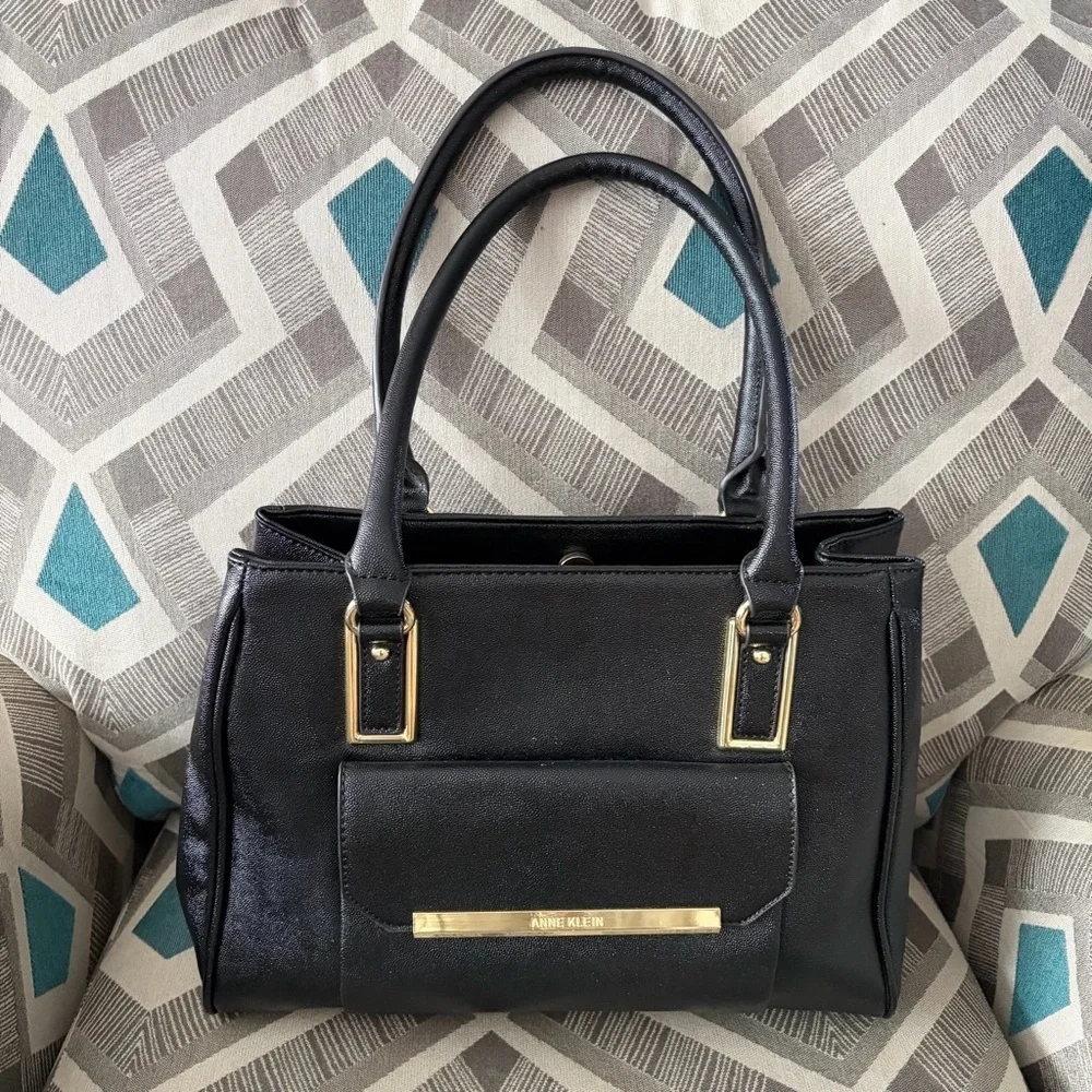 Anne Klein‎ Black Satchel with Gold Accents